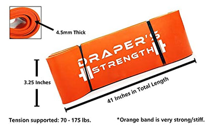 Draper's Strength Heavy Duty Resistance Stretch Loop Bands for Powerlifting Workout Exercise and Assisted Pull Ups - color: #07 Orange