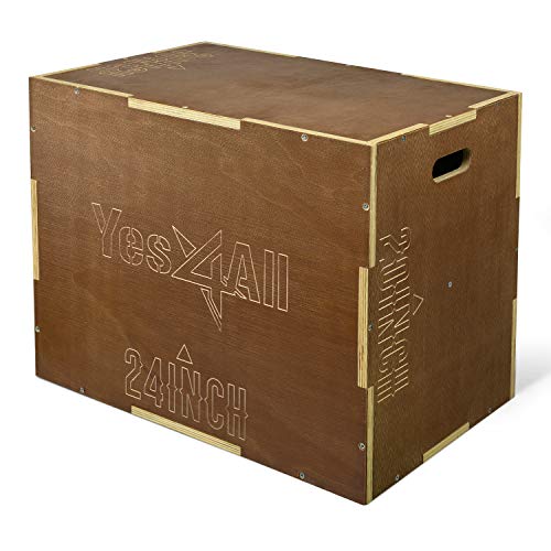 Yes4All Plyo Box, 3-in-1 Wooden Box Jump for Home Gym, Lunges, Squats, Dips - color: B. Wood - Espresso, style: 30" x 24" x 20"