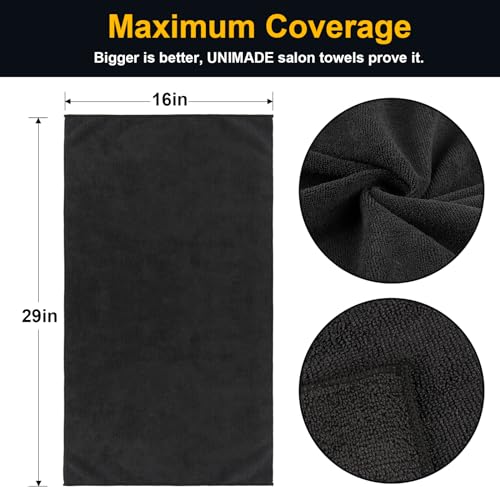 Salon Towels 24 Pack, Microfiber Barber Towels Bulk, (16x29 inches) Hair-Drying Cloth Super Soft Black Hand Cloth for Gym, Bath, Spa Use and Home Beauty Care(Not Bleach Proof) - color: Black, size: 24PK