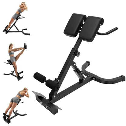 Roman Chair Back Extension Machine-Multi Functional Ab Bench, Angle & Height Dual Adjustable Back Extension Bench Machine for Glute, Leg Strength Trainer Home Gym Full Body