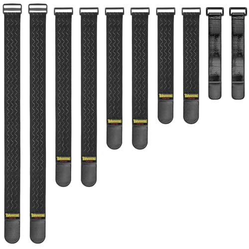 Trilancer Elastic Cinch Straps with Anti-Slip Strips, 5 Size Combo(10-Pack) Heavy Duty Hook and Loop Storage Straps for Extension Cords,Cables, Ropes, Hoses, Bike, RV, Pant Garters,Garage Organization - size: 5 size combo(9''+12"+14''+18"+24")