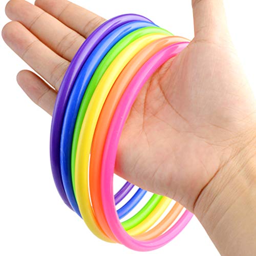 24 Pcs Multicolor Plastic Toss Rings Kids Ring Toss Game Carnival Rings for Speed and Agility Practice Games, Garden Backyard Outdoor Games, Bridal Shower Game, Game Booth