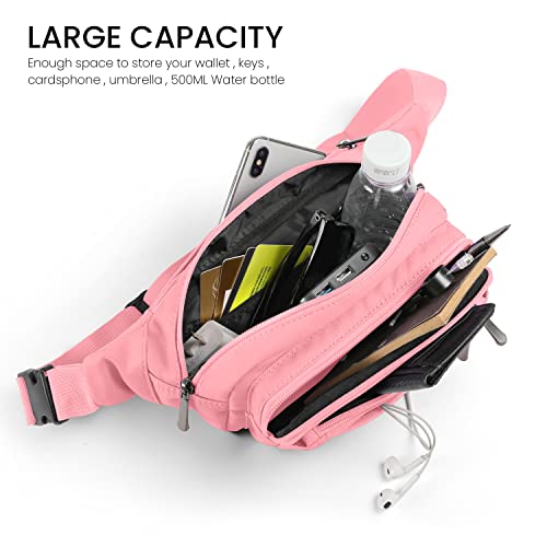 CXWMZY Fanny Packs For Women & Men Waist Pack Hip Bum Bag with Multi-Pockets Large Capacity Waterproof Casual Bum Bag for Disney Traveling Casual Cycling Running Hiking (Pink)