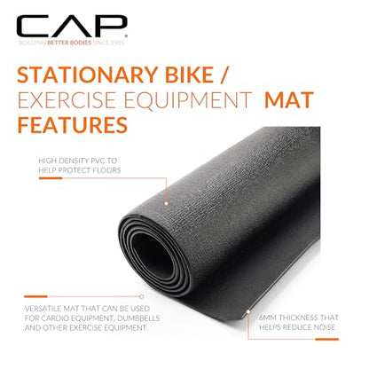 Cap Exercise Equipment Mat for Treadmill, Fitness Equipment Mat, Home Gym Floor Protection, Black, Pebble Design | Multiple Sizes
