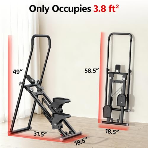 Stair Stepper for Home Gym Exercise, New Version Compact Folding Stair Climber with Quiet Shock-Absorbing Spring, Adjustable Resistance, Long Foam Grip, Stairmaster for Full-Body Workout Equipment