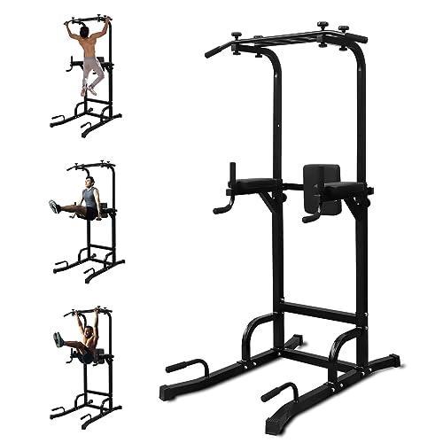 LSKSSNG Power Tower Dip Station Pull Up Bar for Home Office Gym, Multi-Function Workout Dip Station Power Tower for Full Body Strength Training Fitness Equipment, Pull Up Stand Holds Up to 440LBS