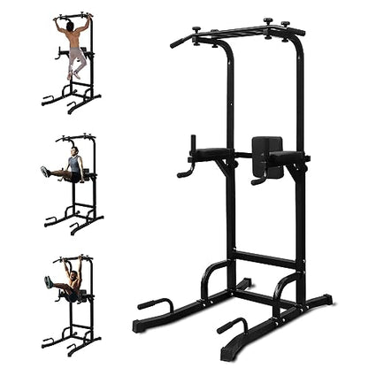 LSKSSNG Power Tower Dip Station Pull Up Bar for Home Office Gym, Multi-Function Workout Dip Station Power Tower for Full Body Strength Training Fitness Equipment, Pull Up Stand Holds Up to 440LBS
