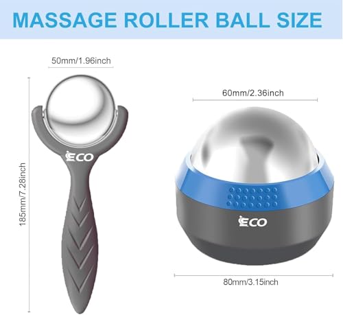 Cold Massage Roller Ball - Ice Roller Ball for Muscles Deep Tissue, Cold & Heat Therapy, Plantar Fasciitis Roller - color: Blue+black