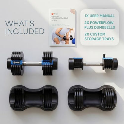 Lifepro Adjustable Dumbbells & Weights for Home Gym, Quick-Adjust - color: Black & Blue