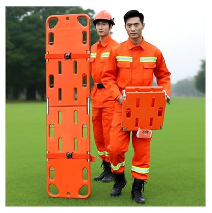 Folding Spinal Board Stretcher, Spine Board Stretcher with Backboard Straps, Emergency Patient Transport Backboard, for Emergency Response & Lifesaving Needs Four fold