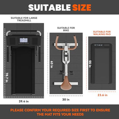 Walking Pad Mat for Carpet, Treamill Mat for Hardwood Floors, High Density, 1/4 Thickness, Folable, Floor Protection for Bike, Elliptical, Treadmill - size: 55"L x 23.6"W x 0.2"Th