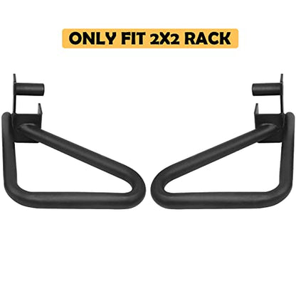 Dip Bar Attachment for Squat Rack - Multi Grip Set of 2 for Strength Training, Pull up, Push up 2x2 inch Power Cage Squat Rack - Pair