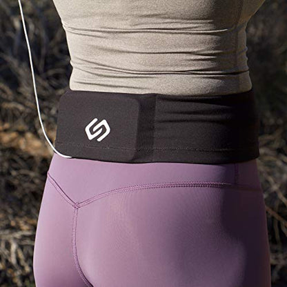 Sporteer VersaSlim Low-Profile Running Belt, Gym Waist Pack, Black, L - color: Black, size: Large