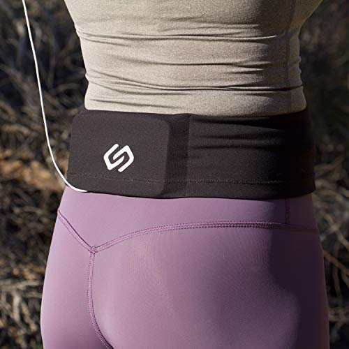 Sporteer VersaSlim Low-Profile Running Belt, Gym Waist Pack, Black, M - color: Black, size: Medium