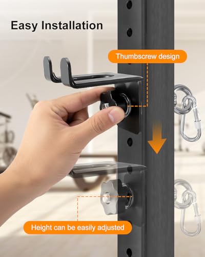 2-in-1 Olympic Barbell Holder Compatible with 2x2 2x3 Power Rack, Heavy Duty Barbell Storage with Resistance Band Anchor, Steel Bar Hanger for 5/8-1 Inch Holes - size: 2x2 2x3 3x3 Power Rack