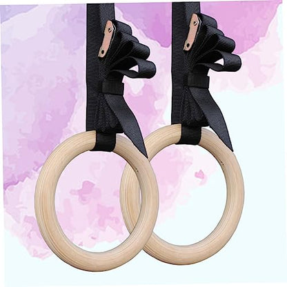 Garneck Gymnastic Rings Workout Rings Exercise Rings Fitness Ring Wooden - color: Multi