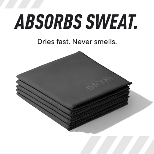 Sweat Absorbing Handkerchiefs - The Original Pocket-Sized Sweat Towels - Quick-Dry Microfiber Sweat Rags for Face, Hands, & Body - Men & Women - Gym, Sports, and Work (Dark Grey: 5 Pack)
