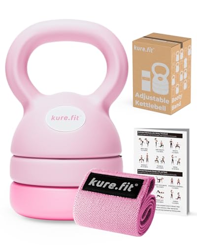 Adjustable Kettlebell | 5 lb - 12 lb | Kettlebell Weights Set for Home Gym | Full-Body Workouts, Strength Training, Weight Loss | Fabric Booty Band | Beginners & Women - color: Pink