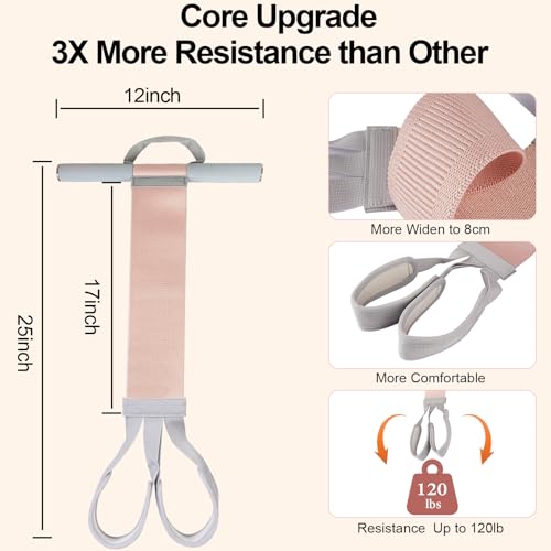 Fabric Resistance Band with Handles,Non-Slip Foot Pedal Puller for Strength Muscle Training,120lb Full-Body Fitness Band,Working Out Stretch Band Equipment for Leg Arm Chest Core Wrist Ankle