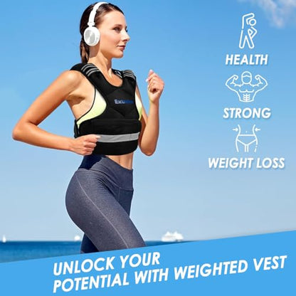 Adjustable Weighted Vest for Women and Men, 4-10lb/11-20lb/20-32lb Weight Vest with 6 Ironsand Weights, Body Weight Vest Exercise Set with Reflective Strip for Strength Training and Workout - size: 20-32lb