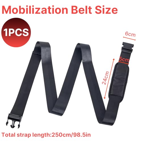 Mobilization Belt - Physical Therapy Belt Strap, Adjustable Mobilization Band Pt Strap with Thick Pad for Rehabilitation Yoga Leg Hip Exercise Seatbelts Stretching Mobility & Gym Techniques (Black)