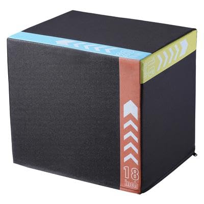 Happybuy 3-in-1 Plyometric Jump Box - 20/18/16 Inch Cotton Fitness BoxIdeal for Home Gym Training, Enhancing Agility and Strength. Anti-Slip, Black