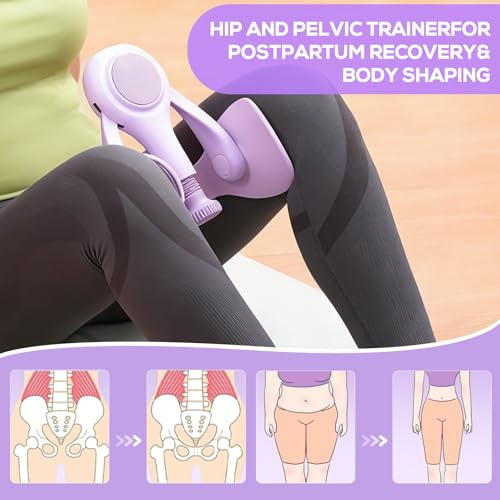 Thigh Trainer Hip & Pelvic Floor Exerciser, Leg Strength Workout Equipment for Women, Adjustable Inner Thigh Kegel Trainer for Home Gym with 2PCS Band
