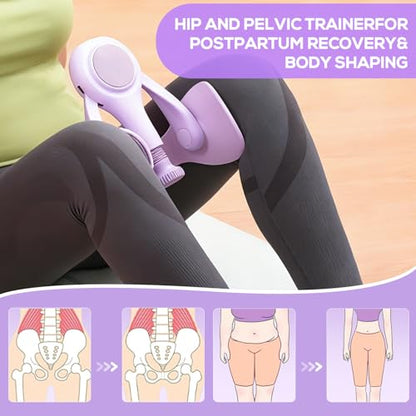 Thigh Trainer Hip & Pelvic Floor Exerciser, Leg Strength Workout Equipment for Women, Adjustable Inner Thigh Kegel Trainer for Home Gym with 2PCS Band