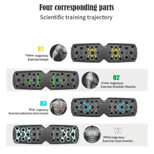 LINGPENG 20-in-1 Push Up Board - Portable Home Gym Equipment with Resistance Bands, Non-Slip Handles & Gloves | Color-Coded Full Body Workout System for Chest/Shoulders/Back/Arms