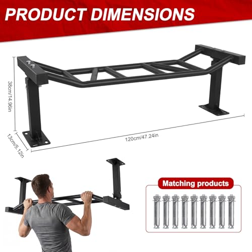 47 Inch Ceiling Mount Pull Up Bar Fitness Trainer Adjustable Height Heavy Duty Multi-Grip Chin Up Bar Home Gym Equipment