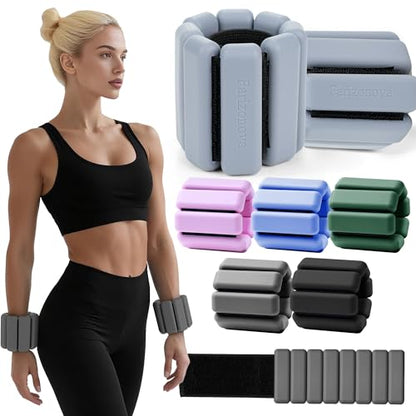 Weighted Bangles for Wrist and Ankle Weights for Women 1LB Each (Set of 2) | Farizonova Workout Weights for Yoga, Pilates & Walking | Leg & Arm Weights Men GREY
