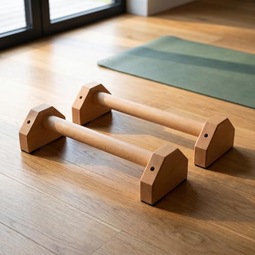 Push Up Bars – 2 PCS Wooden Pushup Handles with Non-Slip Base, 30CM Parallettes Bars for Calisthenics Equipment, Push Up Bar for Floor Strength Training, Handstand Bars, Perfect Pushup Stands for Home Workout