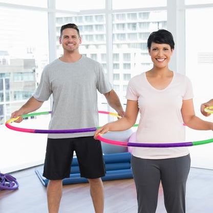 8 Pack Color Detachable Hoop Fitness Waist Exercise Ring Plastic Exercise Hoop Adjustable Weight Size Plastic Adult Party Supplies Game Sport Gymnastic