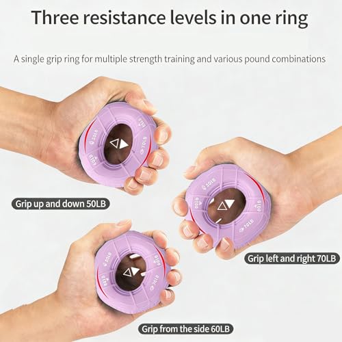 Generic 3 in 1 Hand Grip Strengthener Adjustable 50-70LB Silicone Forearm Exerciser for Climbing Fitness Office Hand Rehabilitation Grip Strength Trainer for Men Women - color: Purple