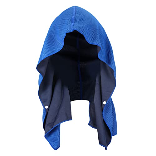 Sukeen Cooling Hoodie Towel, Cooling Towels for Neck and Face Absorbent Quick Drying, Cooling Neck Wraps UV Protection Sport Workout Camping Cycling Cooling Towel - color: Royal Blue