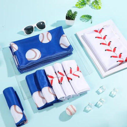 12 Pcs Baseball Cooling Towels 38x12 Inch Breathable Baseball Microfiber Ice Towel Fast Drying Workout Rags Bulk Sport Team Gift for Team Gym Running Coach Sport Party Favors(White,Blue)