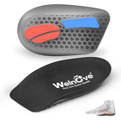 Plantar Fasciitis Heel Inserts for Heel Pain - Welnove Achilles Tendonitis Relief Gel Heel Cushion Cups with Arch Support for Heel Spurs Flat Feet - Heel Support Inserts for Women 10.5-13 Men 8.5-12