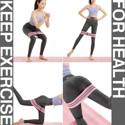 Fabric Non-Slip Resistance Band Set for Legs and Butt with Exercise s (3-Piece)