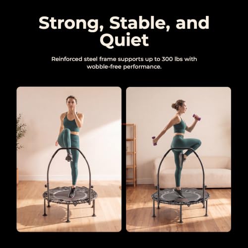 Sunny Health & Fitness 36"/40"/48" Bungee Exercise Trampoline with Handlbar - size: 40" trampoline