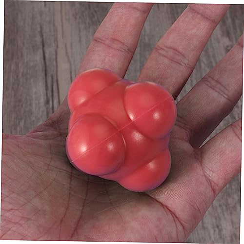 Toyvian Red Baseball Agility Reaction Ball for Hand Eye Coordination Training Medium Difficulty Six Sided High Bounce Silicone Ball for Reflex and Speed Agility Development