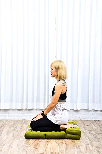 Leewadee Foldable Floor Mattress – 2 in 1 Floor Meditation Mat for Yoga and Relaxation, Seating Futon with Kapok