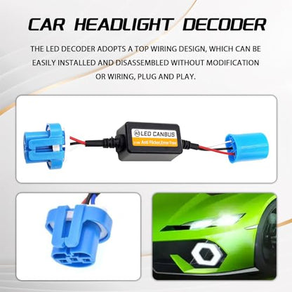 2PCS Car LED Headlight Decoder, 9007 Blinker Resistor Hid LED Conversion Kit Warning Error Decoder Universal Anti Flicker Relay Canceller Capacitor Resistor Harness Adapter（9007） - size: 9007