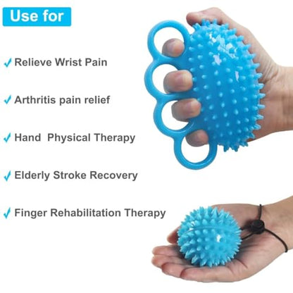 Hand Exerciser Ball, Hand Grip Strength Trainer Finger Extension Exerciser Massager Squeeze Balls for Therapy Arthritis and Carpal Tunnel, Stress Relief, Set of 2