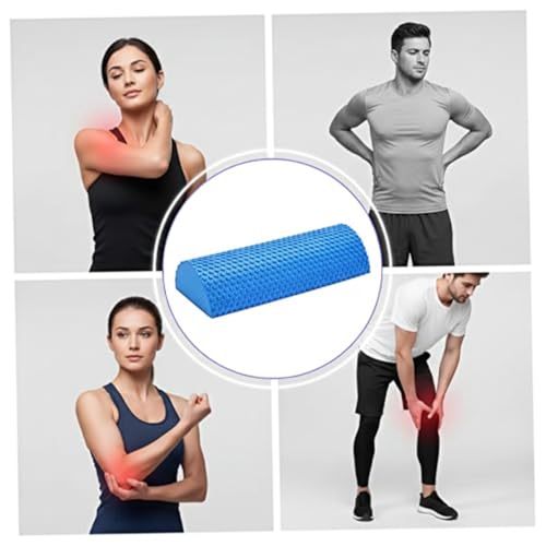 Half Foam Roller for Back and Muscle, Blue Eva Foam Roller with Flat & Round Sides for Stability and Tissue Massage, 30cm Yoga Balance - Half