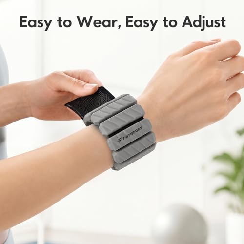 2 lb Wrist and Ankle Weights Set of 2 (1 lb Each) with Resistance Band, Adjustable Silicone Wearable Arm & Leg Weights for Walking, Pilates, Yoga, Home Workout