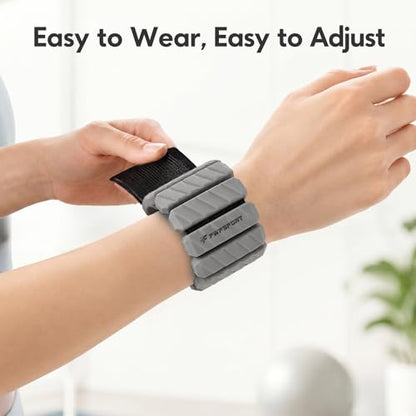 2 lb Wrist and Ankle Weights Set of 2 (1 lb Each) with Resistance Band, Adjustable Silicone Wearable Arm & Leg Weights for Walking, Pilates, Yoga, Home Workout