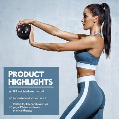 Seenelling 4 Pcs Weighted Toning Balls for Exercise Weighted Exercise Soft Medicine Balls for Gym, Pilates, Yoga, Balance, Flexibility