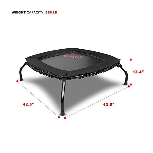 Sunny Health & Fitness Springless Mini Fitness Trampoline – Premium Adjustable Bungee-Style Indoor/Outdoor Exercise Rebounder for Quieter and Safer Workouts