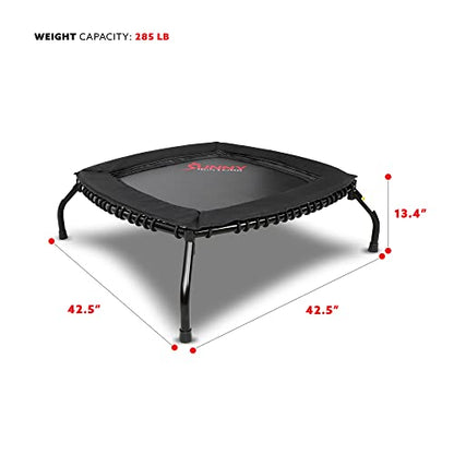 Sunny Health & Fitness Springless Mini Fitness Trampoline – Premium Adjustable Bungee-Style Indoor/Outdoor Exercise Rebounder for Quieter and Safer Workouts