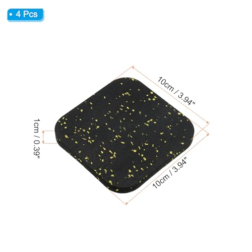 PATIKIL Treadmill Mat, 4 Pcs Exercise Equipment Mat Noise Reduction for Floor Protection, Washing Machine Pads, Anti Vibration Rubber Mats for Bike, Black/Yellow